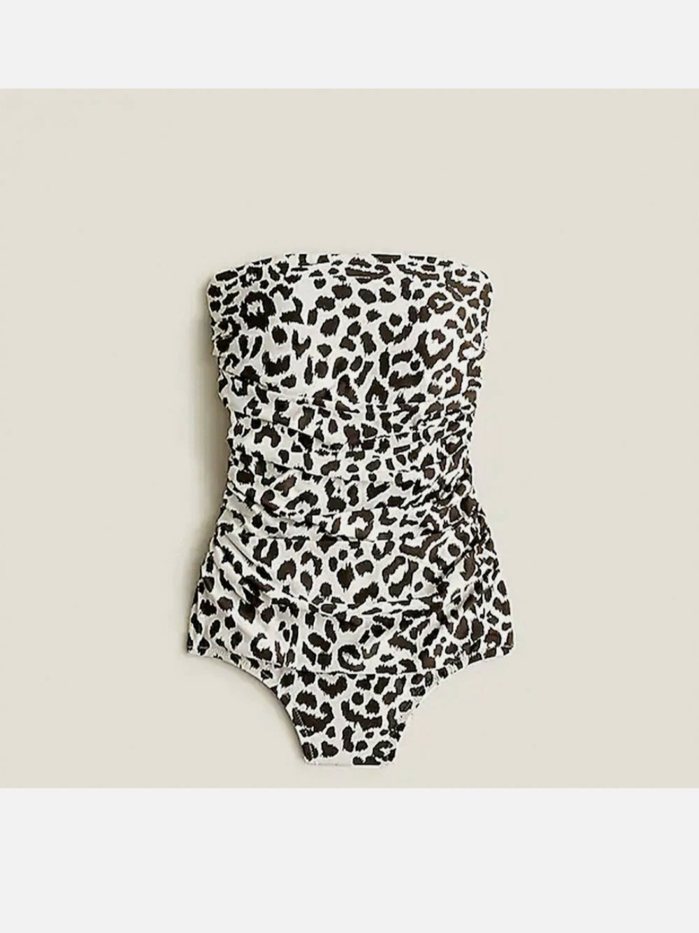 J. Crew Ruched Bandeau Strapless One-Piece Swimsuit Leopard Print - 8
